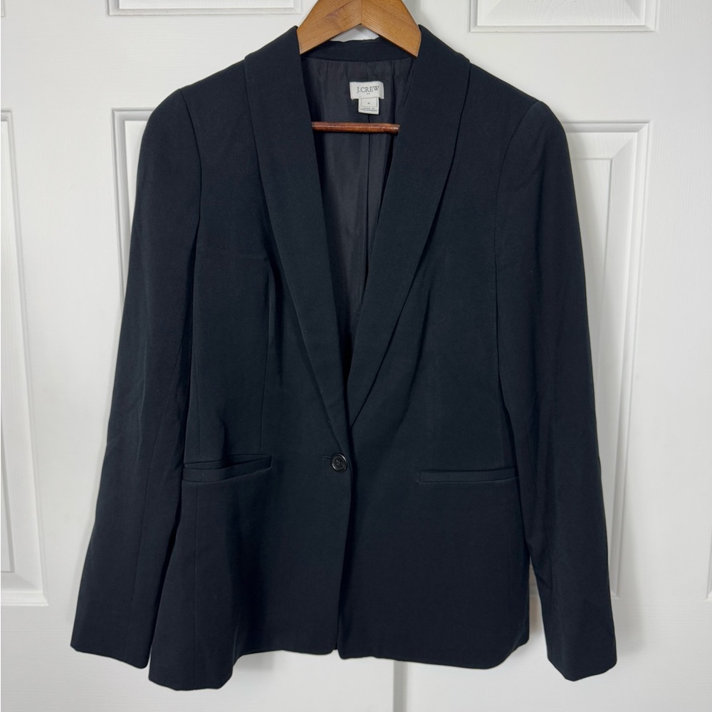 J. Crew Factory One Button Twill Black Single‎ Breasted Blazer Size 6